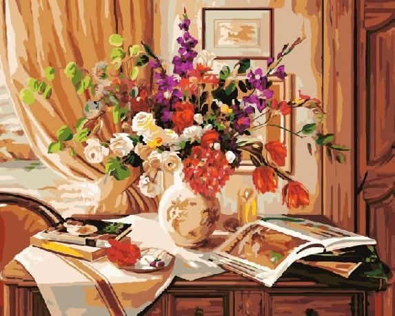 Картина по номерам Brushme "Букет на комоде" 40х50 см (GX8970)