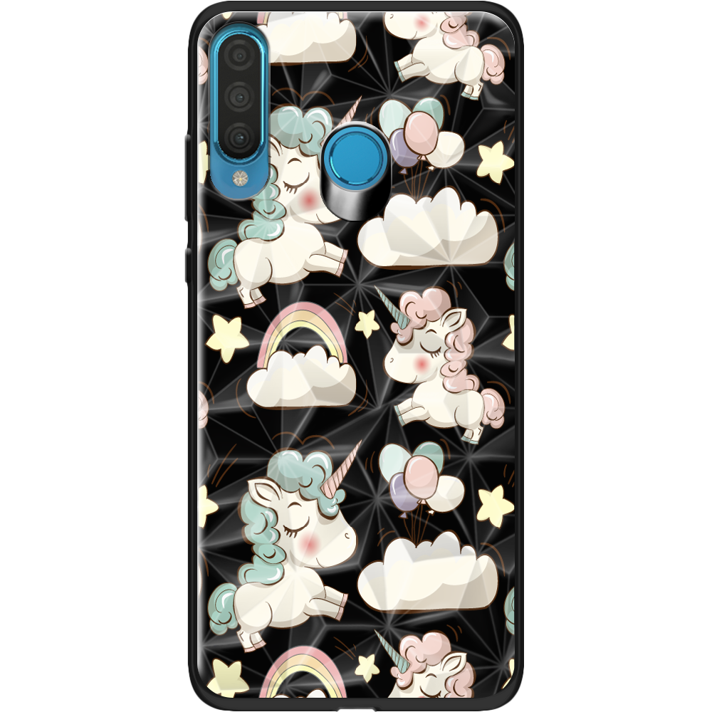 Чехол Boxface Huawei P30 Lite Unicorns Черный силикон с призмой (36871-cc2-37851)