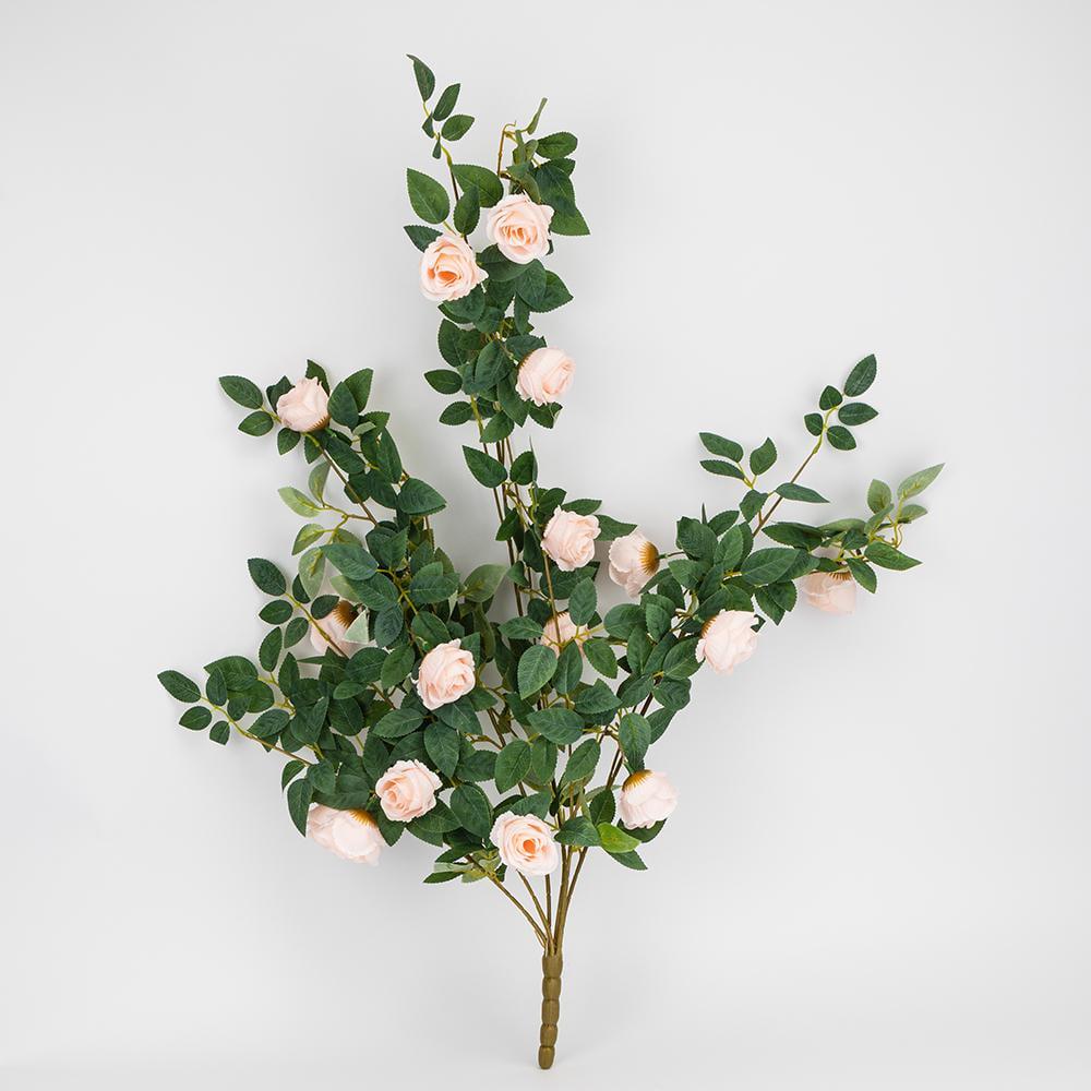 Искусственный куст роз 88 см Нежно-розовый (9270-017)