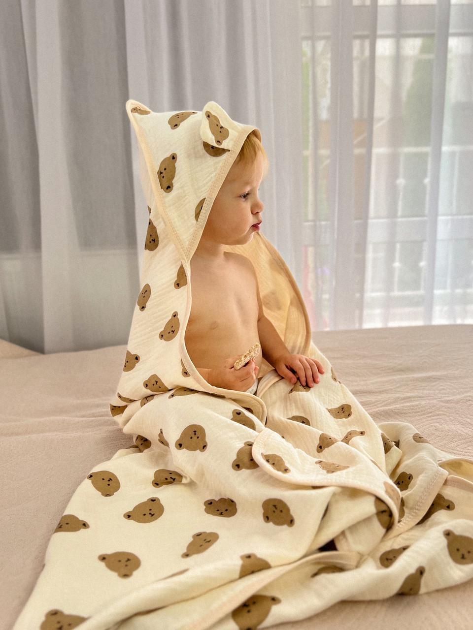 Конверт на виписку літній з капюшоном муслін Ведмідь 85x90 см (24246334) - фото 2 Конверт на виписку літній з капюшоном муслін Ведмідь 85x90 см (24246334) - фото 2