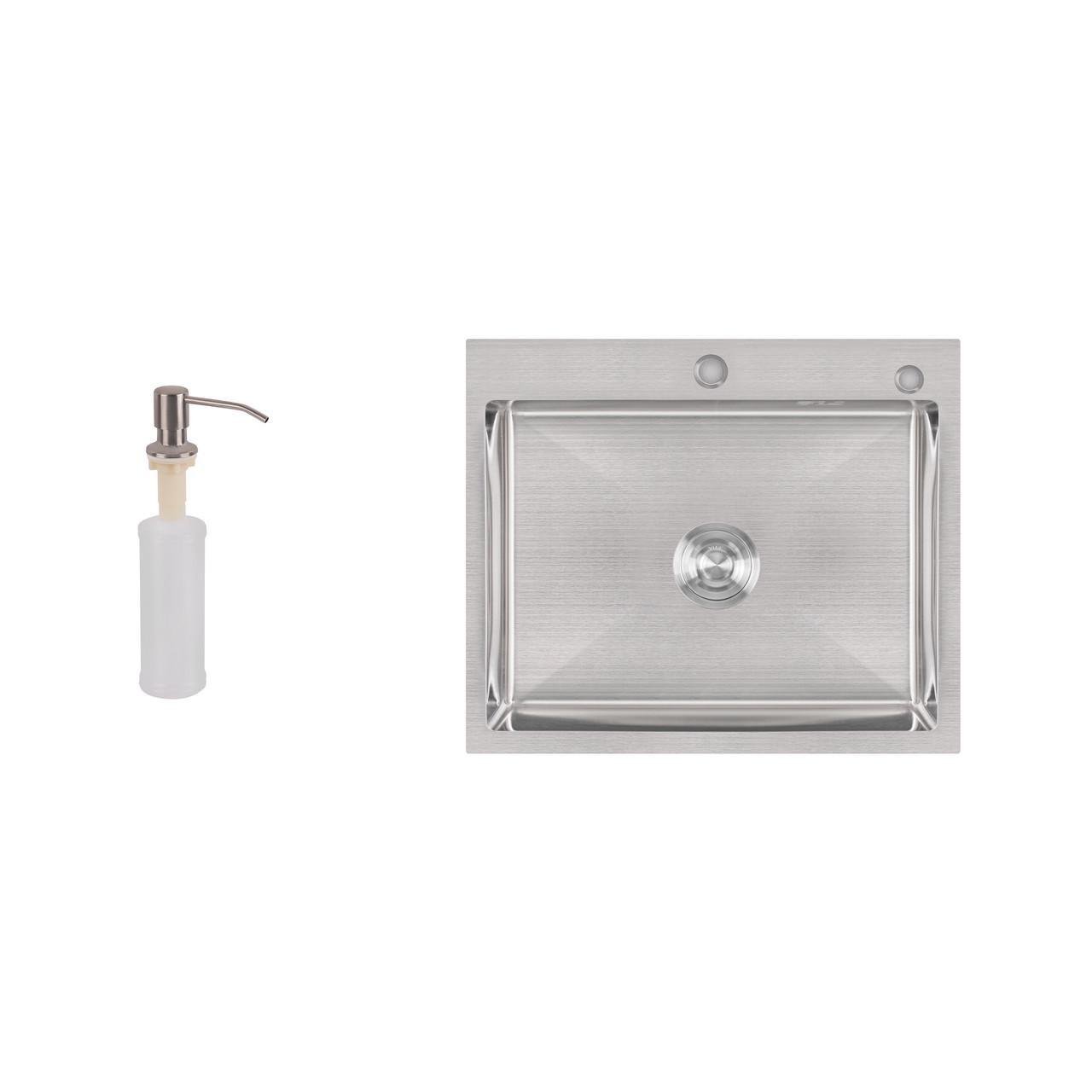 Мийка для кухні інтегрована Lidz Handmade H6050 LDH6050BRU35371 3,0/1,0 мм Brushed Steel