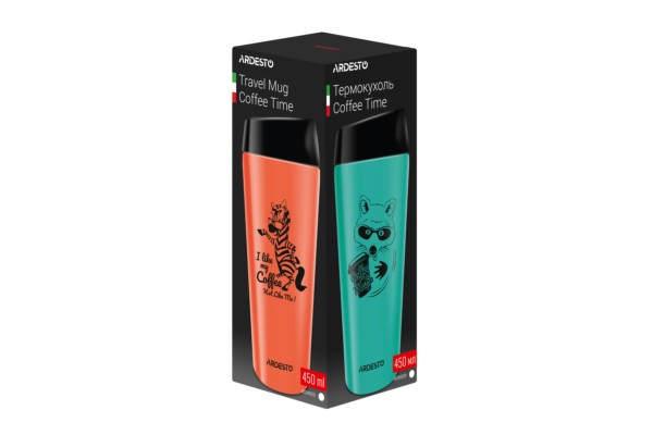 Термочашка Ardesto Coffee Time Zebra 450 мл Красный (AR2645DTO) - фото 3 Термочашка Ardesto Coffee Time Zebra 450 мл Красный (AR2645DTO) - фото 3