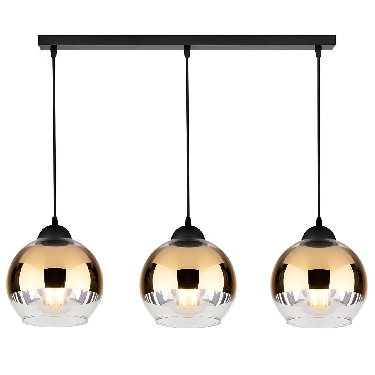 Люстра Sirius на три плафона под лампу Е27 Черно-золотой (S6329-3 BK)