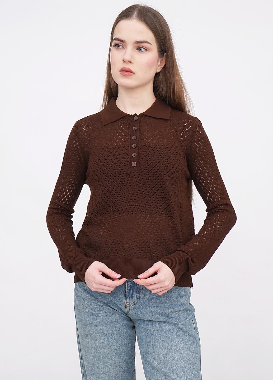 Джемпер жіночий прямий EQUILIBRI W345_029_000 one size Коричневий