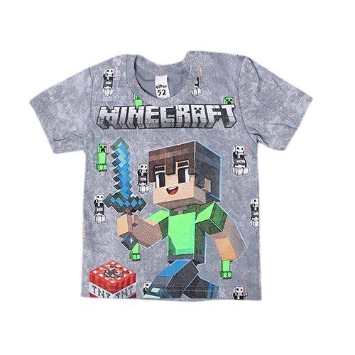 Футболка детская с ярким принтом Minecraft 104 см Серый
