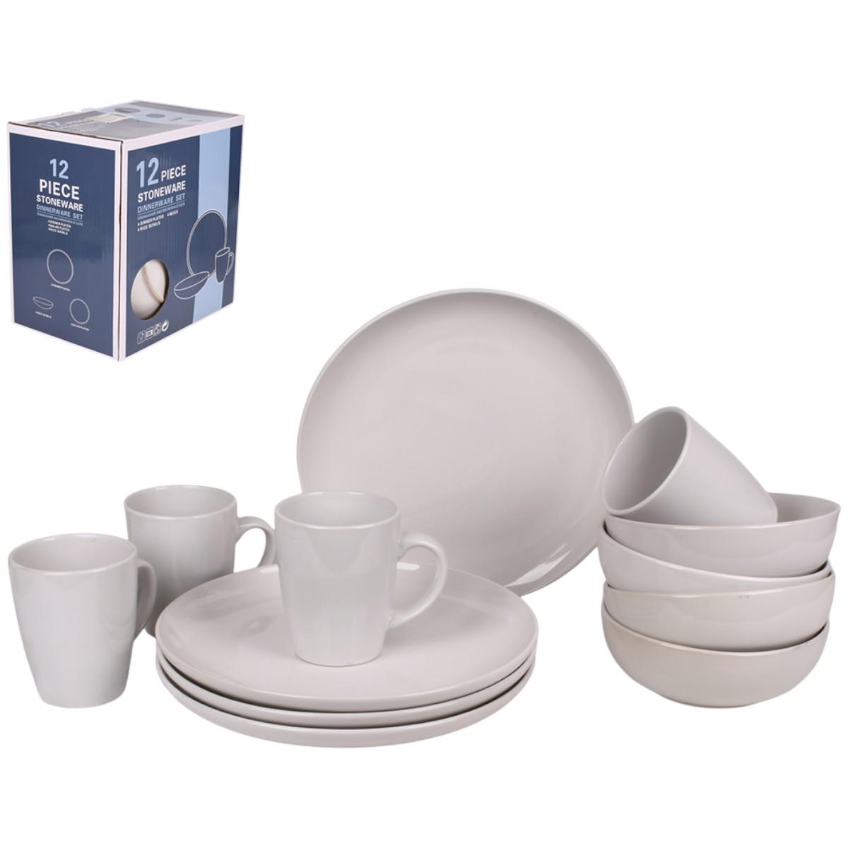 Набор столовой посуды Piece Stoneware 12 предметов Белый (MC5583-3)