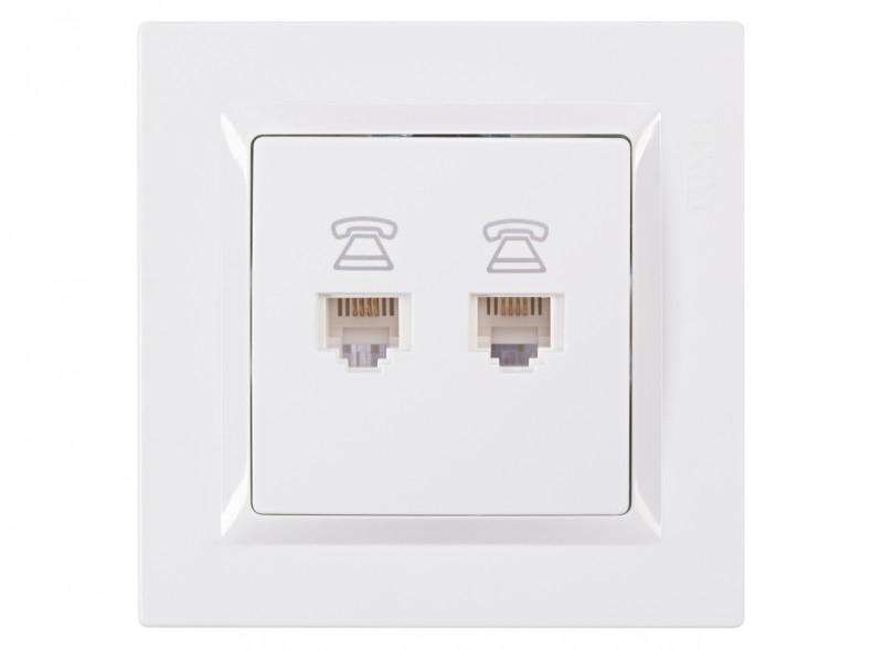 Розетка двойная Luxel телефонная Jazz Белый (9014)