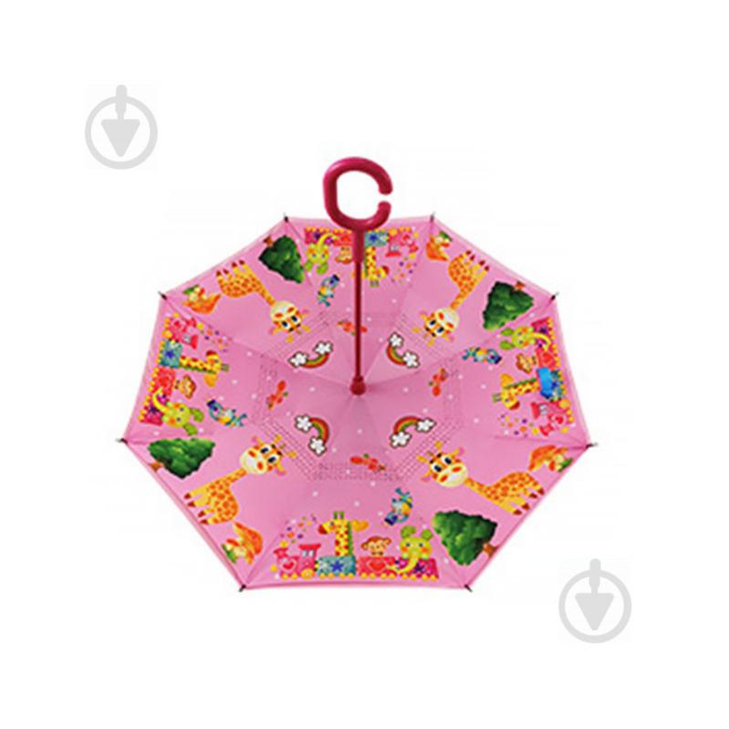 Детский зонт наоборот обратного сложения Up-Brella Giraffe-Pink