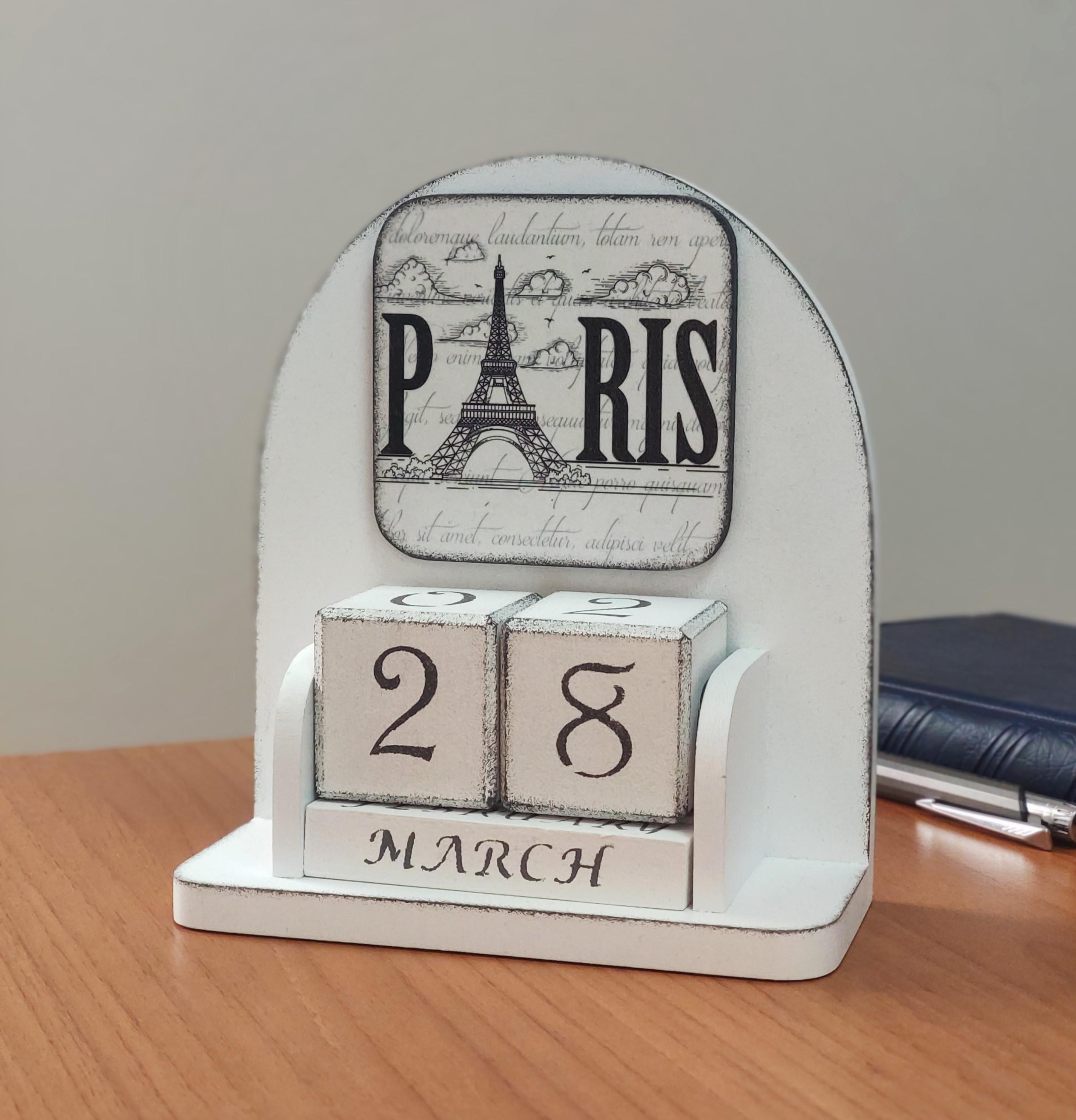 Настольный вечный календарь GrayCat Paris 16x14x9 см