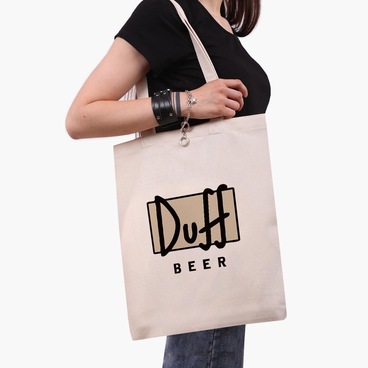 Эко сумка шоппер The Simpsons Duff Beer 41x35 см Бежевый (9227-1995-WT)
