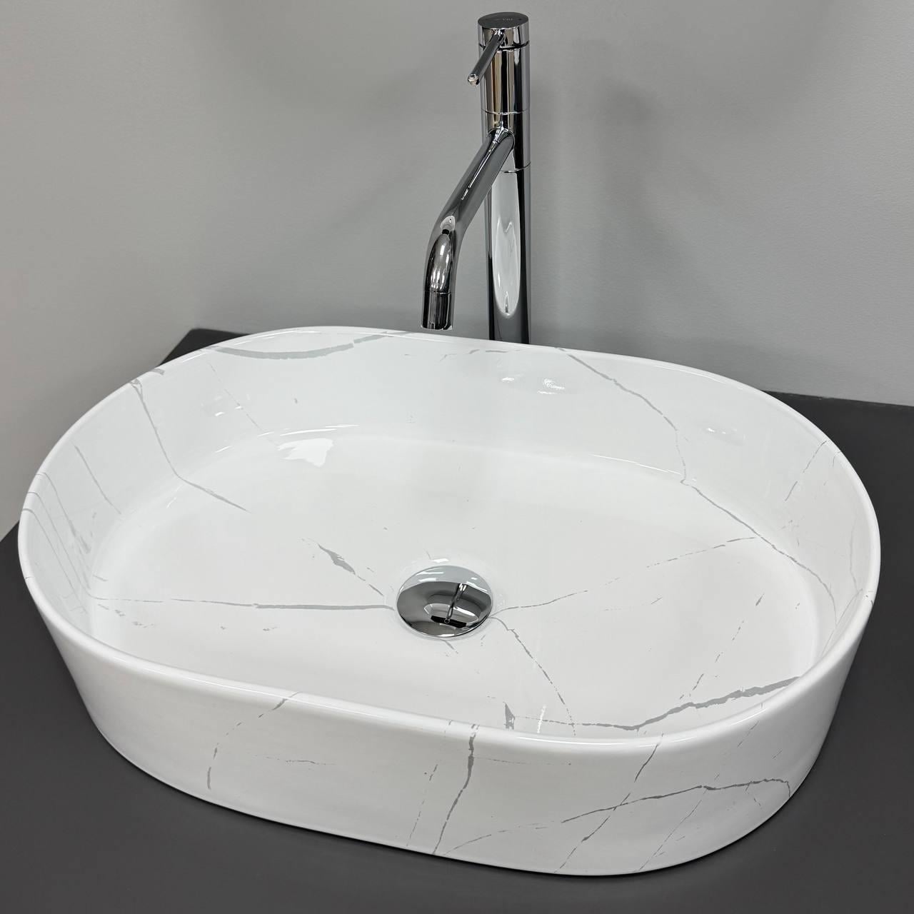 Умывальник накладной VBI VERONA 50 MARBLE White Glossy (3018865745) Умывальник накладной VBI VERONA 50 MARBLE White Glossy (3018865745)