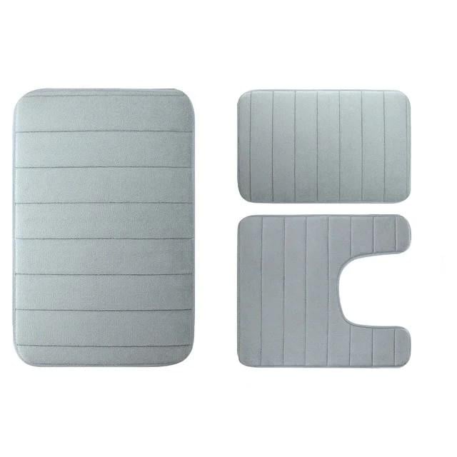 Коврики для ванной с эффектом памяти антискользящие 3 шт. Серый (73911090)