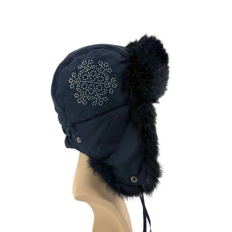 Шапка Fiona P-009 кролик 56-58 см Темно-синій (32539924)