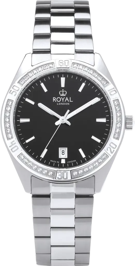 Наручные часы женские ROYAL LONDON 21504-02 со стальным корпусом WR 50 м Черный (3145400430)
