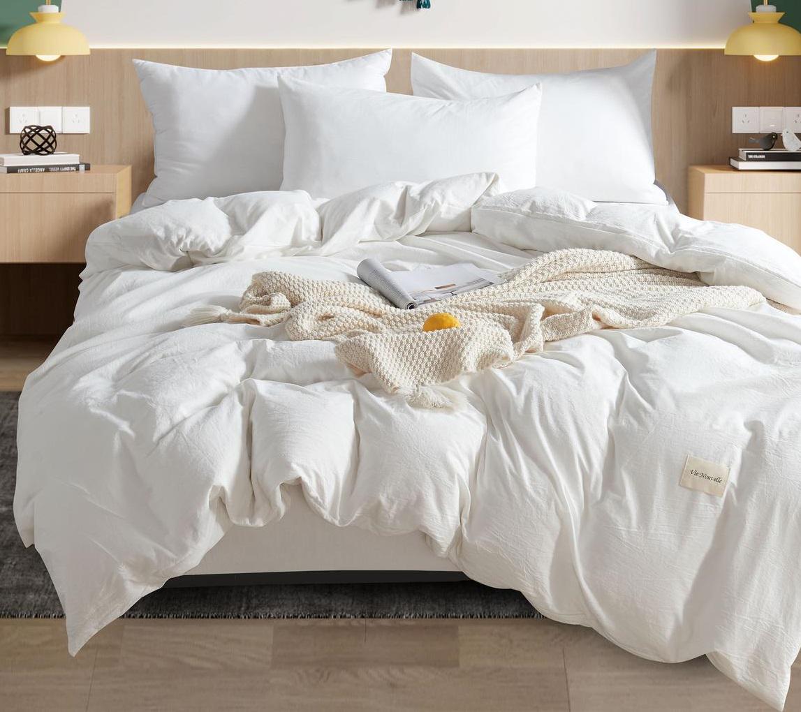 Постельное белье евро на резинке Vie Nouvelle Washed cotton вареный хлопок 200х220 см (W10E180)