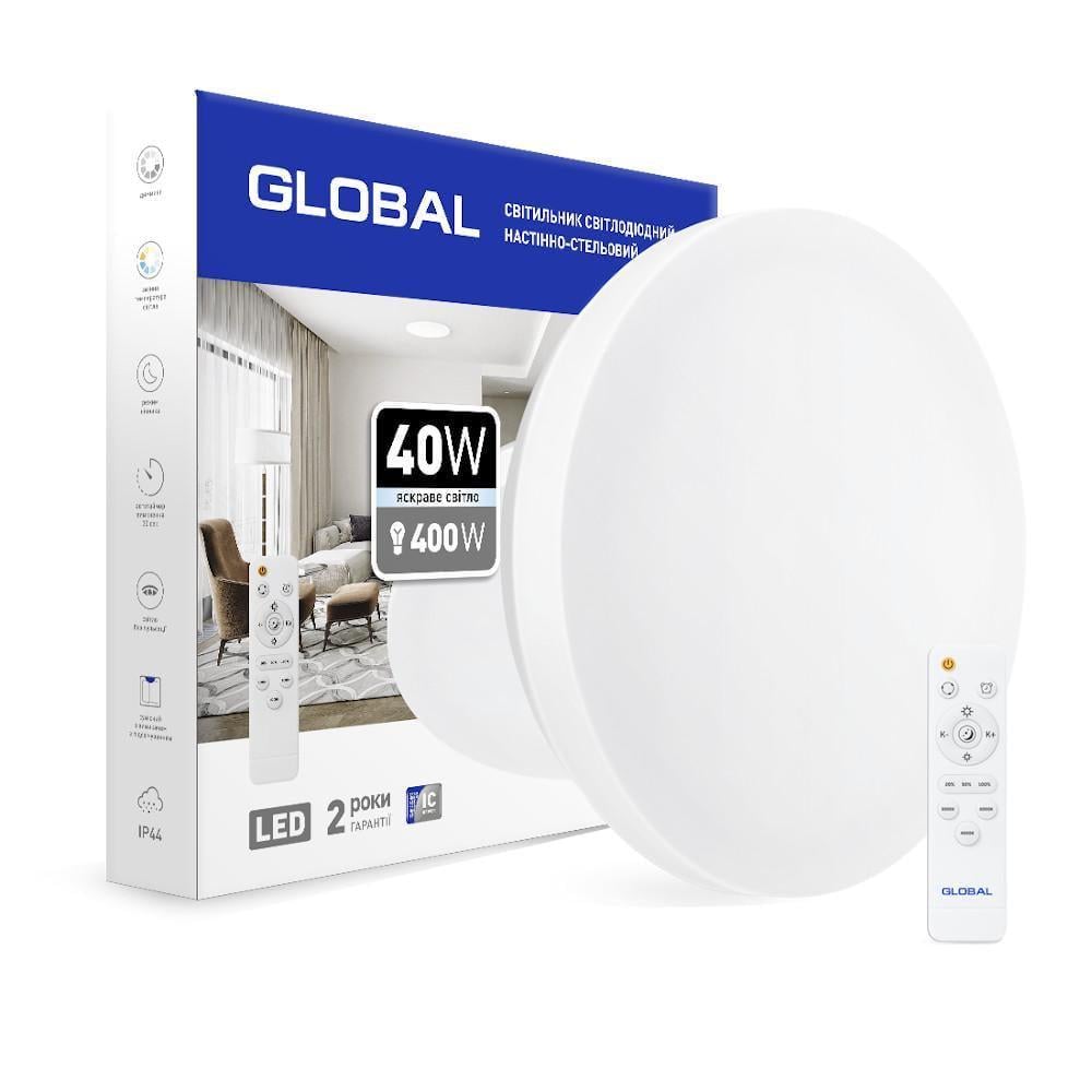 Настінно-стельовий світильник круглий Global 40W IP44 3000-6500K (27548927)
