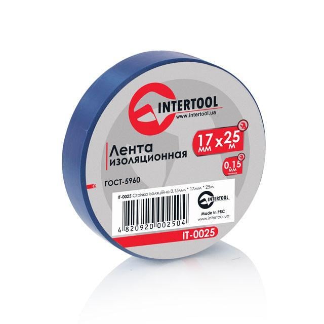 Стрічка ізоляційна Intertool 0,15x17 мм 25 м Синій (IT-0025)