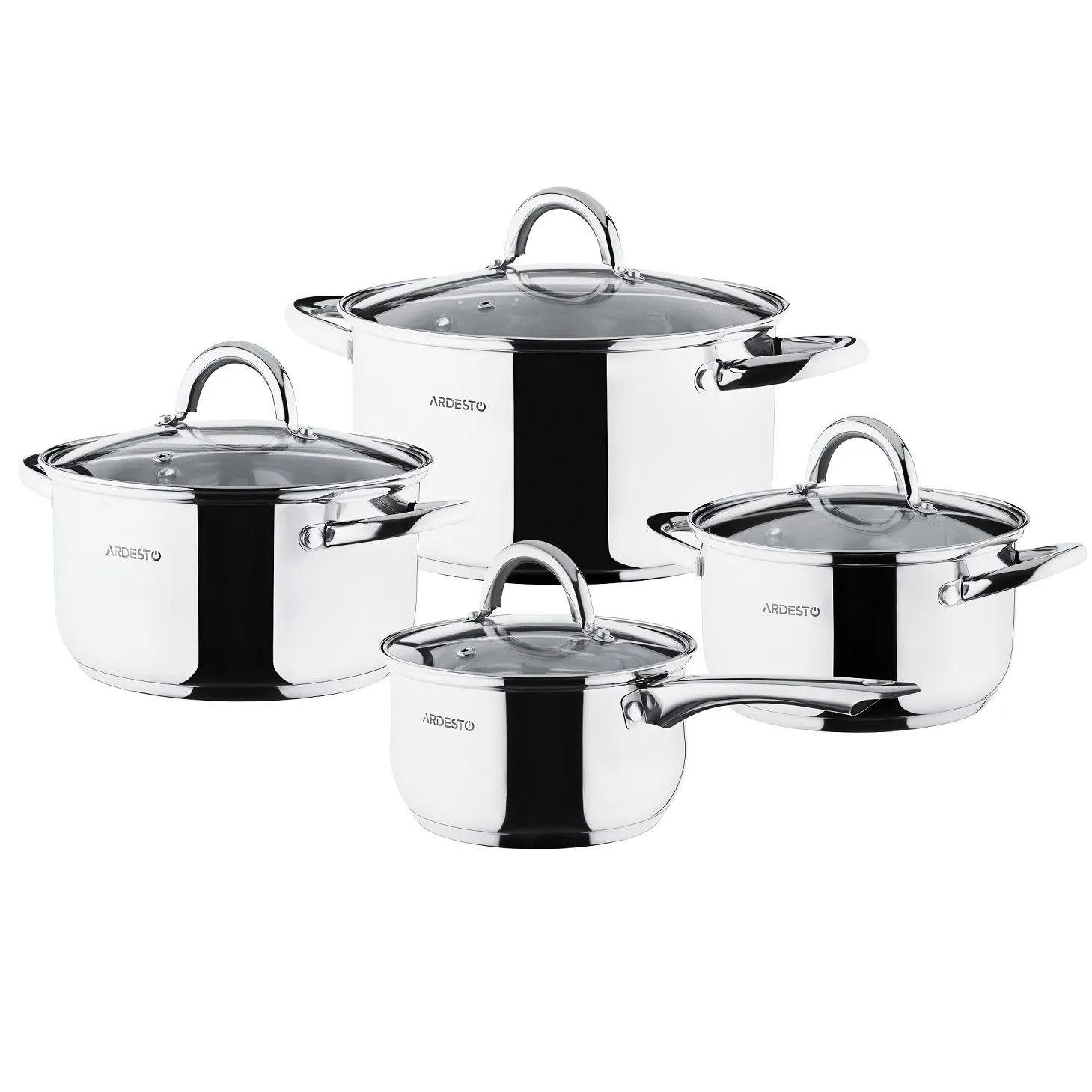 Набор посуды из нержавеющей стали Ardesto Gemini Gourmet Andria 8 шт. Серебристый (AR1908PS)