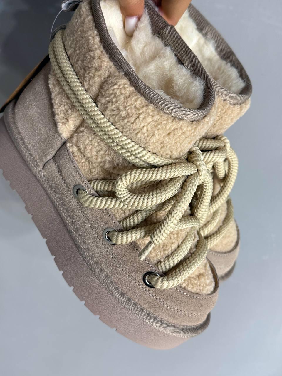 Уггі жіночі Hengji 52-3 сноубутси замшеві з хутром тедді на високій підошві р. 38 Бежевий (5141) - фото 2 Уггі жіночі Hengji 52-3 сноубутси замшеві з хутром тедді на високій підошві р. 38 Бежевий (5141) - фото 2