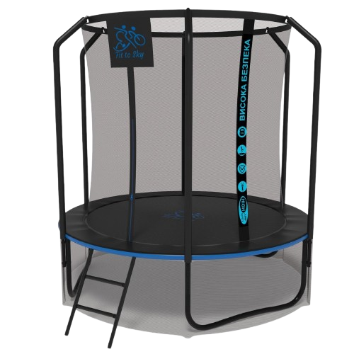 Батут FitToSky Premium с сеткой и стремянкой 48 пружин 252 см Black (2371516814_12ka_2)