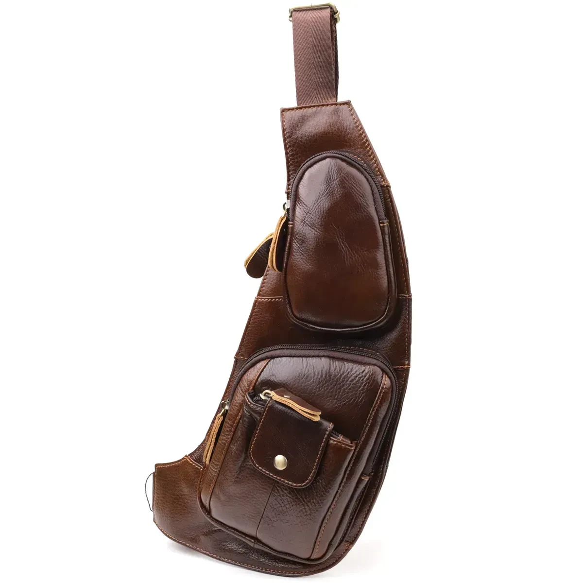 Сумка мужская Vintage 22962 с большим количеством карманов из натуральной кожи Коричневый (31236820)