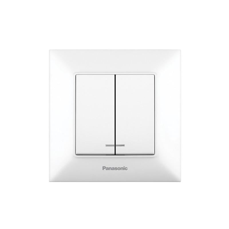 Выключатель двухкнопочный Panasonic Arkedia Slim с подсветкой и рамкой ABS Белый (WNTC00102WH-UA1) Выключатель двухкнопочный Panasonic Arkedia Slim с подсветкой и рамкой ABS Белый (WNTC00102WH-UA1)