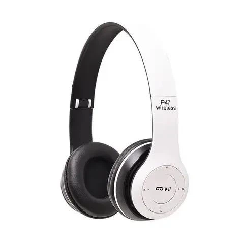 Наушники беспроводные P47 Wireless с поддержкой карты памяти и встроенным FM-радио Белый (2933А)