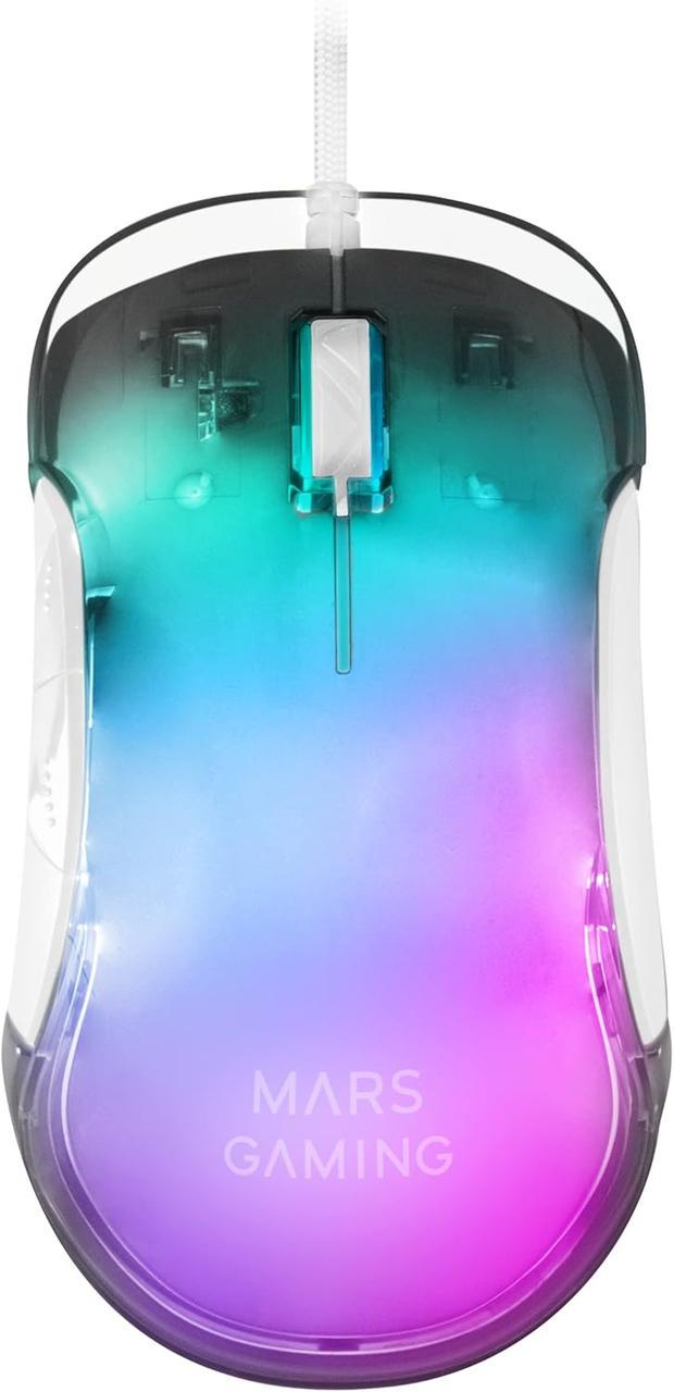 Игровая мышь Mars Gaming MMGLOW RGB 12800 DPI A825PRO ультралегкая с сенсором Белый