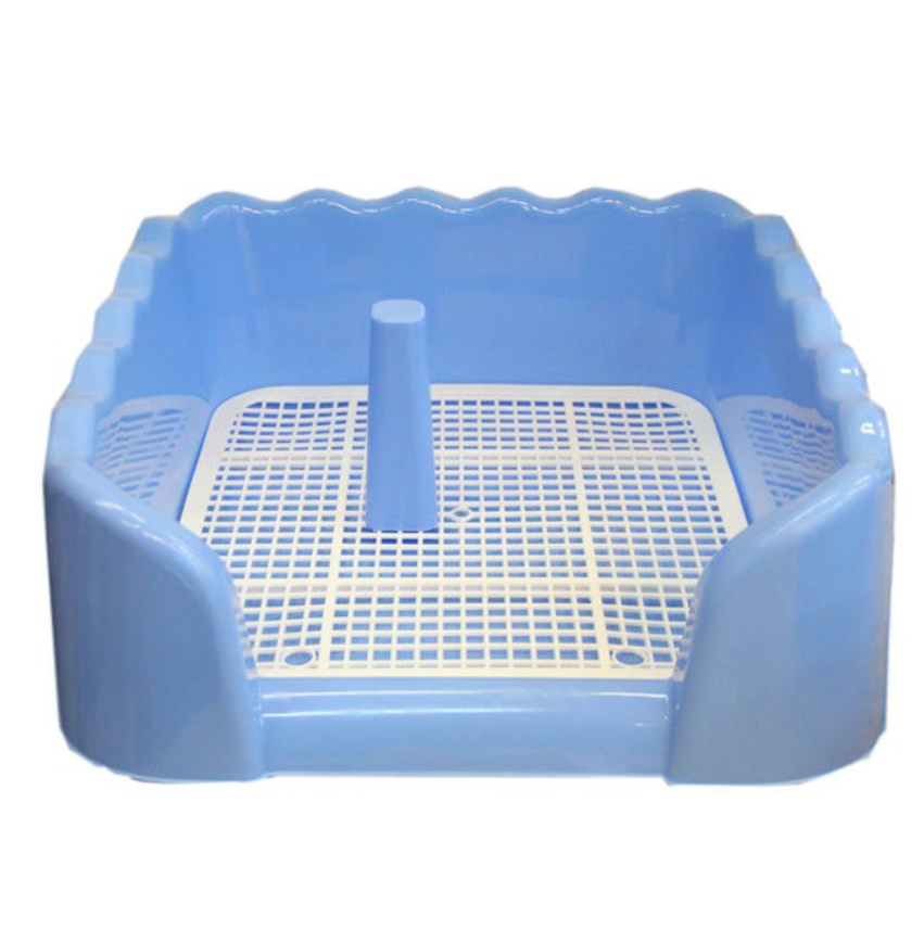 Лоток для собак под пеленку глубокий борт решетка со столбиком 41,5х42х14,5 см Голубой (2354930613) - фото 1 Лоток для собак под пеленку глубокий борт решетка со столбиком 41,5х42х14,5 см Голубой (2354930613) - фото 1