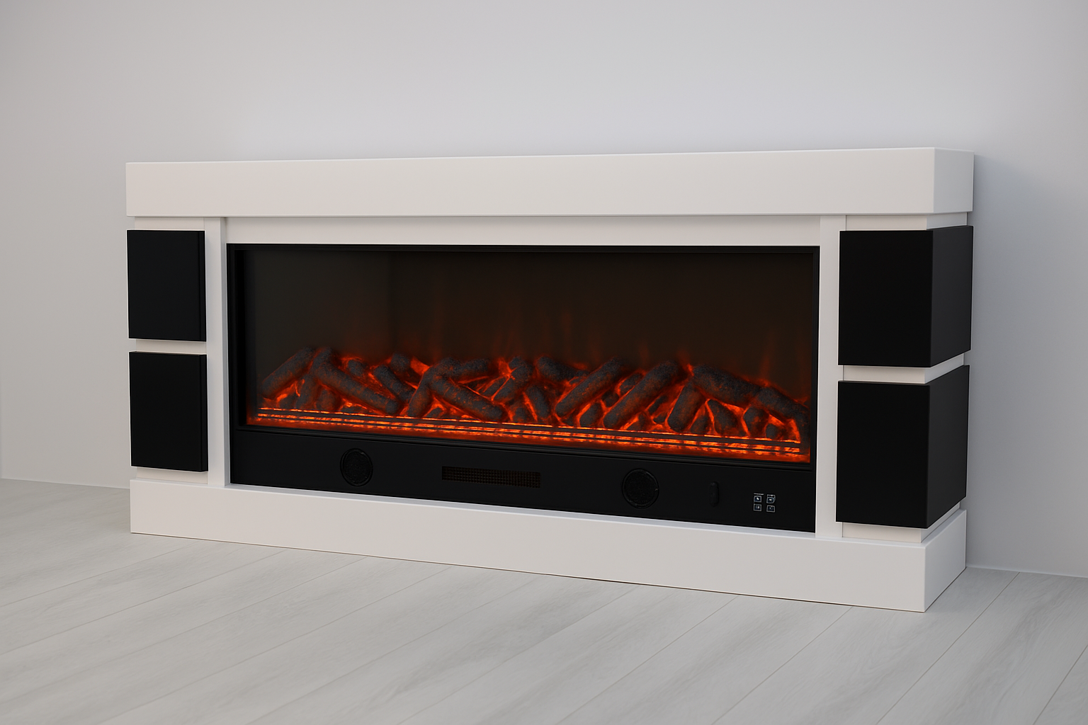 Електричний камін Logos Long 158 1500 Вт Bluetooth звук потріскування дров White/Black (10080146) - фото 4