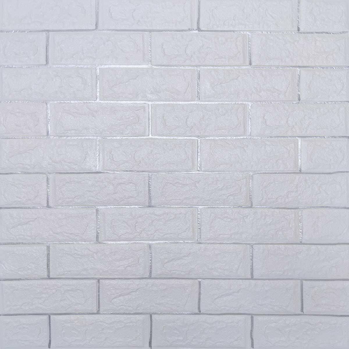 3D-панель самоклеящийся кирпич полоска 700x770x5 мм Белый Серебряный (3DPanda-0753)