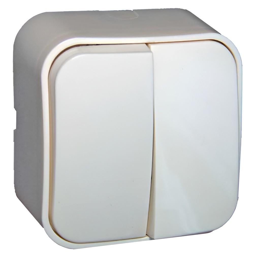 Выключатель двухклавишный Lemanso Нота с подсветкой Белый (LMR2310)