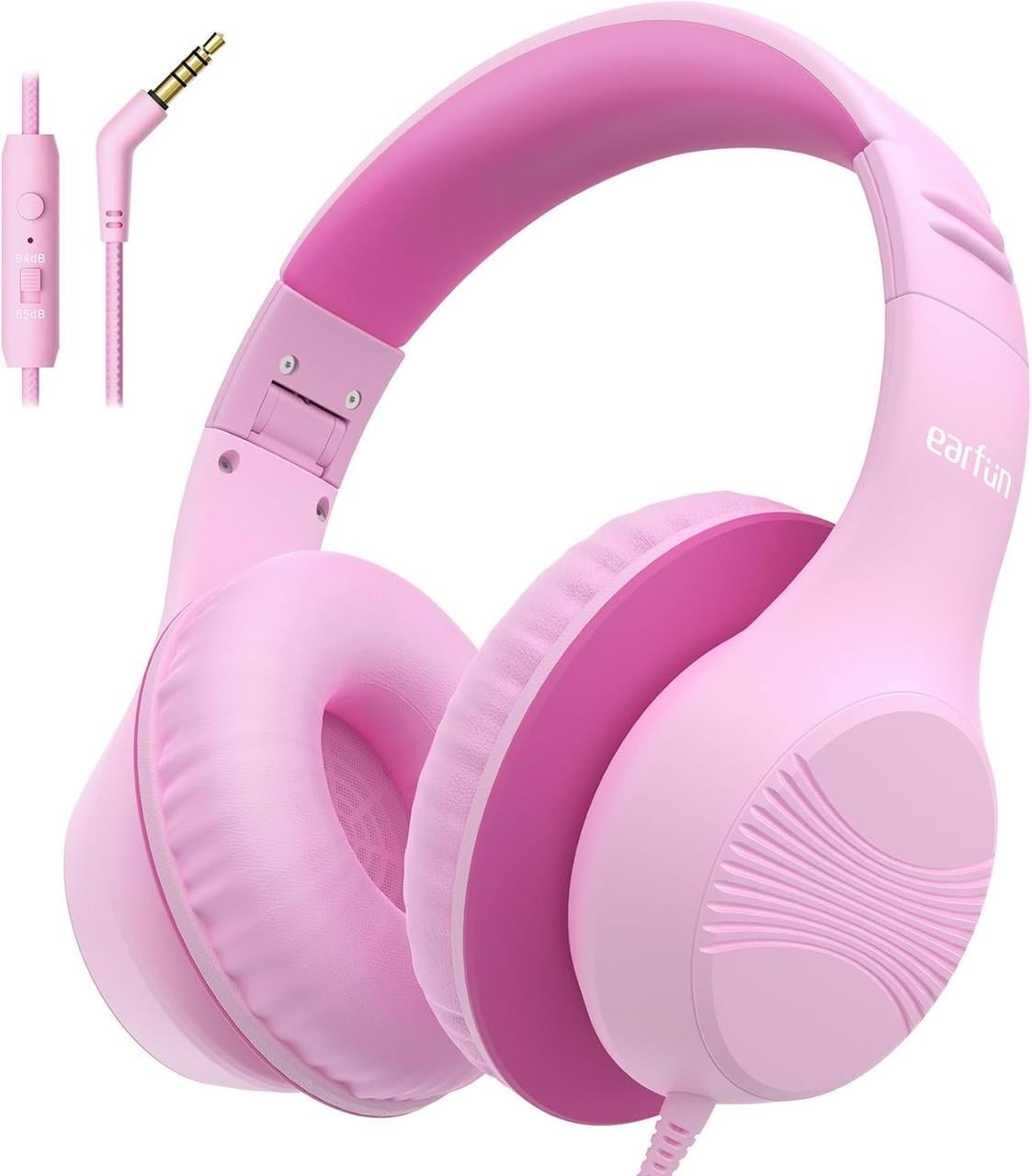 Навушники дитячі накладні EarFun K3 з мікрофоном обмеження гучності 85/94 дБ дротові 3,5 мм Рожевий