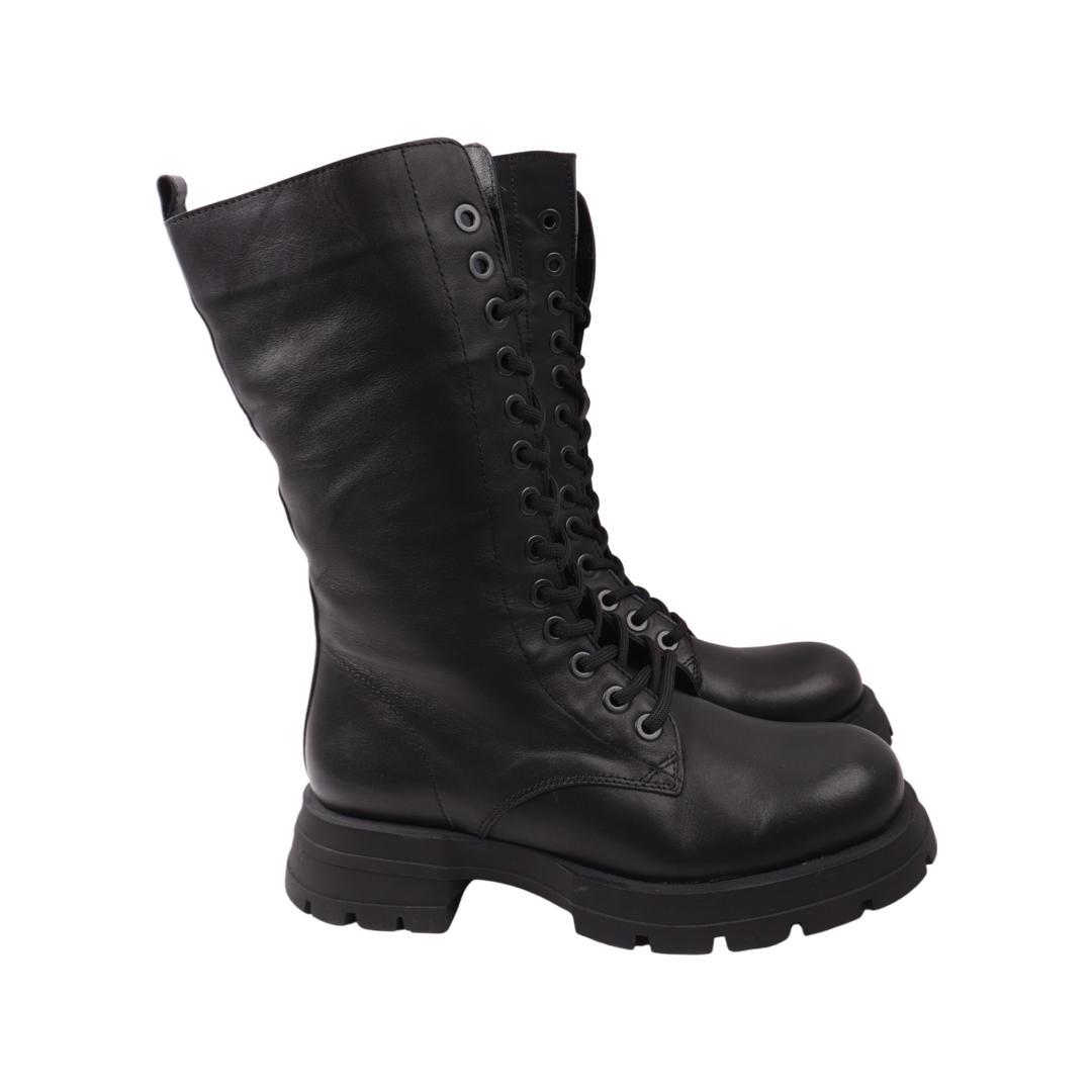 Ботинки женские Aquamarin из кожи р. 40 Черный (2021-22DHC)