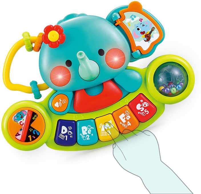 Развивающая музыкальная игрушка Hola Toys Слонёнок Пианино разноцветная