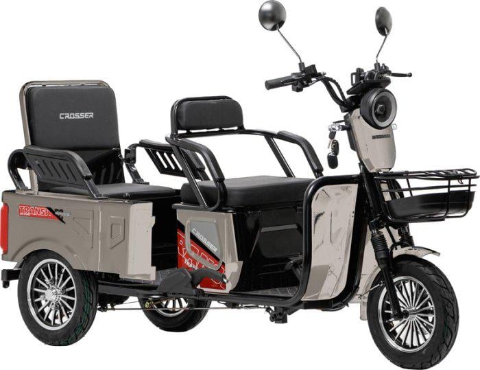 Электроскутер трехколесный Crosser TR-5 Tranzit 800W 72V 20Ah Серый