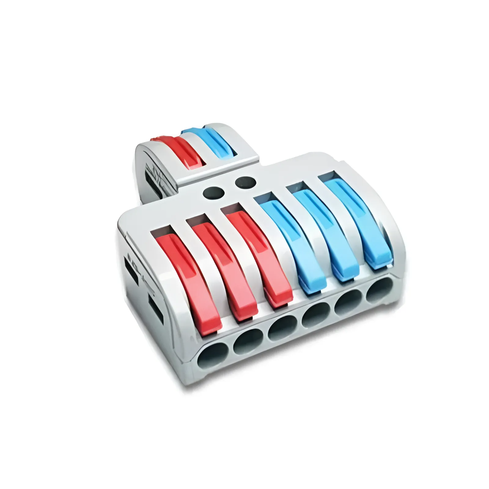 Клемма разветвляющая Tactix 0,08-4 мм2 35А 1-3+1-3 одинарная 40х33,5х14,5 мм крепеж 3,1 мм Разноцветный (CT2-6)