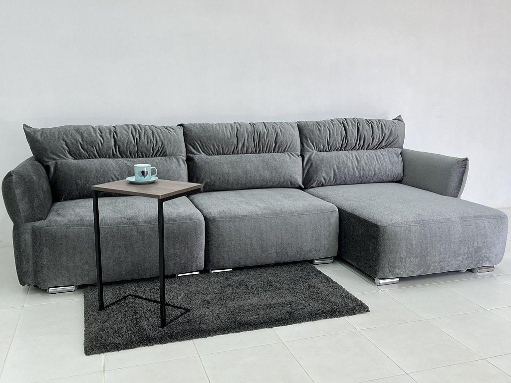 Диван угловой раскладной в гостиную/спальню Woody Нью-Йорк дерево/ламинированная ДСП/ткань Серый (45617)