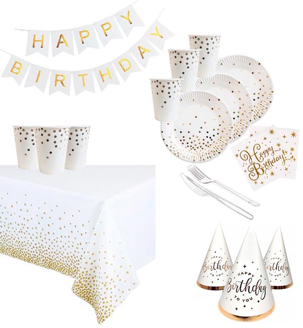 Набор одноразовой посуды HB gold&white на 10 персон (415126) Набор одноразовой посуды HB gold&white на 10 персон (415126)
