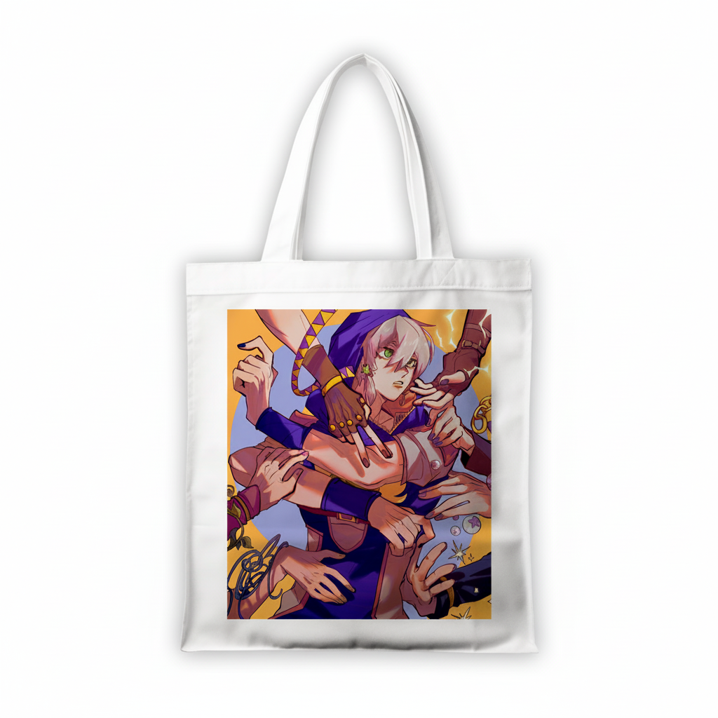 Сумка-шопер JoJo's Bizarre Adventure Джодіо Джостар з льону Білий (6661)