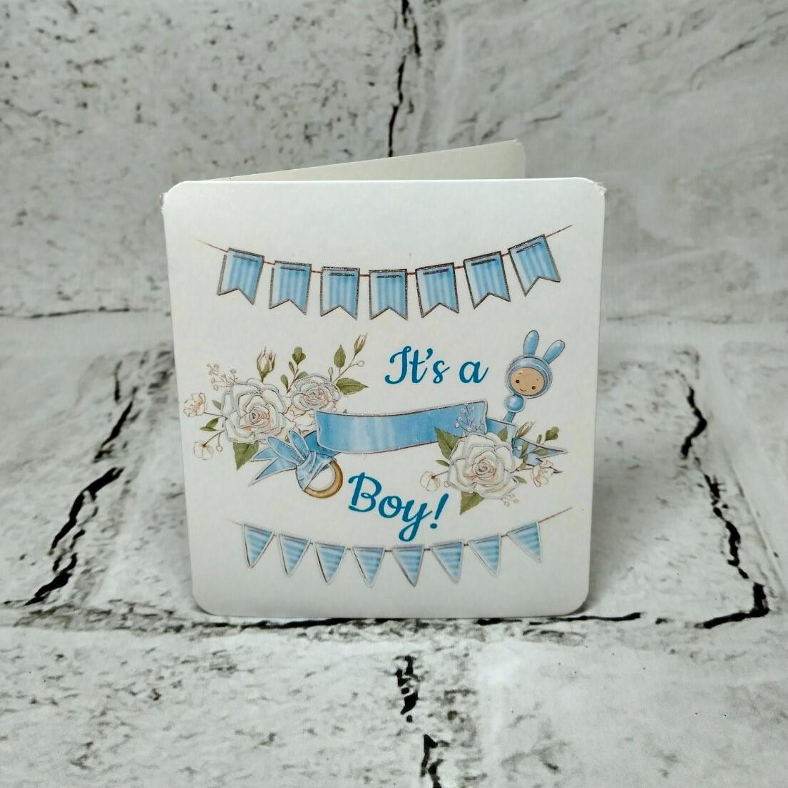 Открытка подарочная It's a boy Baby Shower 7,1х8,2 см (5503-1717)