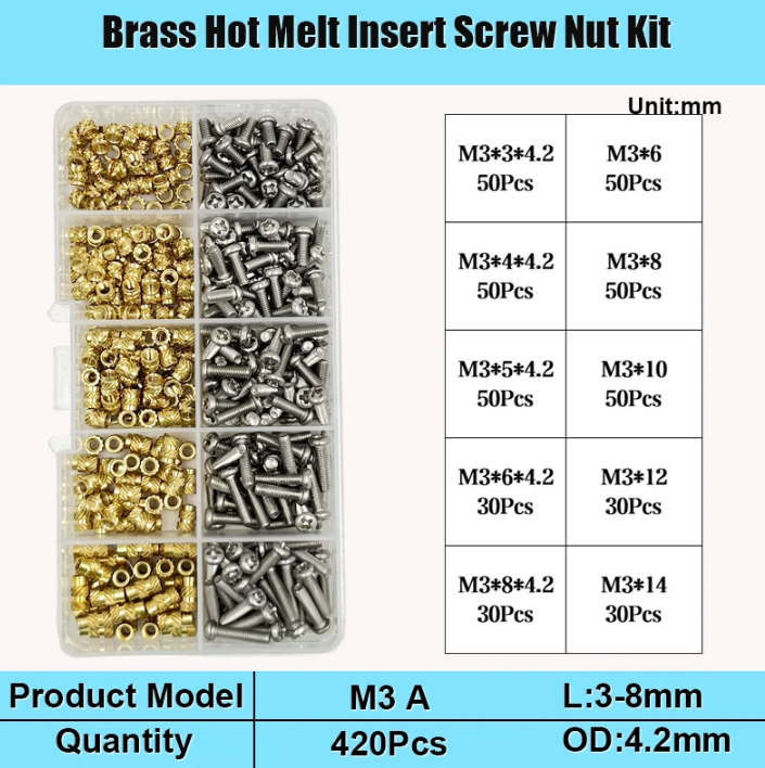 Набір термогайки та гвинти DIN7985 для 3D друку та моделювання Spec М3 мм 420 шт. (SP-1693A420) - фото 2 Набір термогайки та гвинти DIN7985 для 3D друку та моделювання Spec М3 мм 420 шт. (SP-1693A420) - фото 2