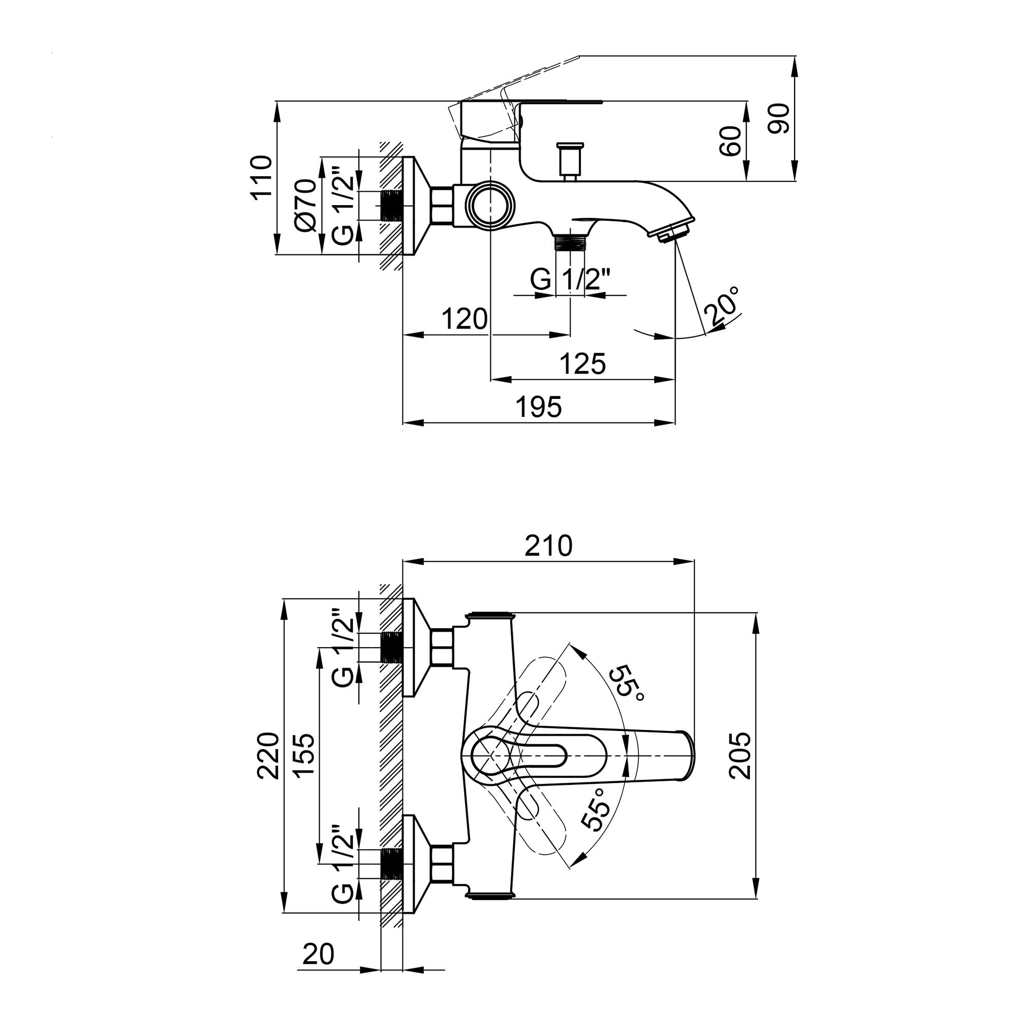 Смеситель для ванны Qtap Rozkos 3055104DC (QTRZS3055104DC) - фото 2