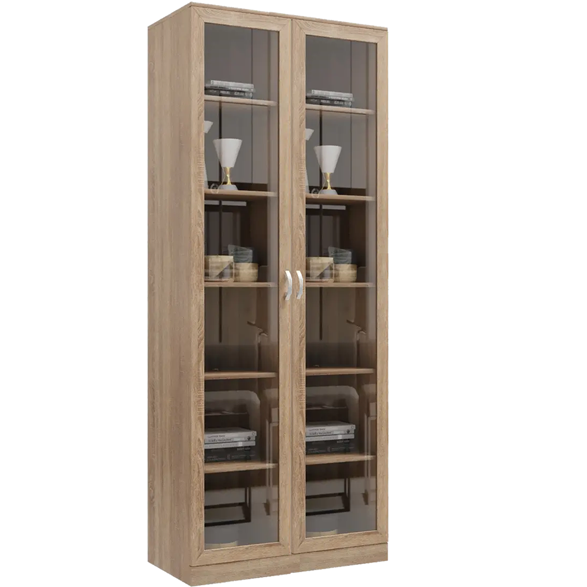 Шкаф книжный двухдверный 2/glass 800х320х2100 мм Дуб сонома (35178)
