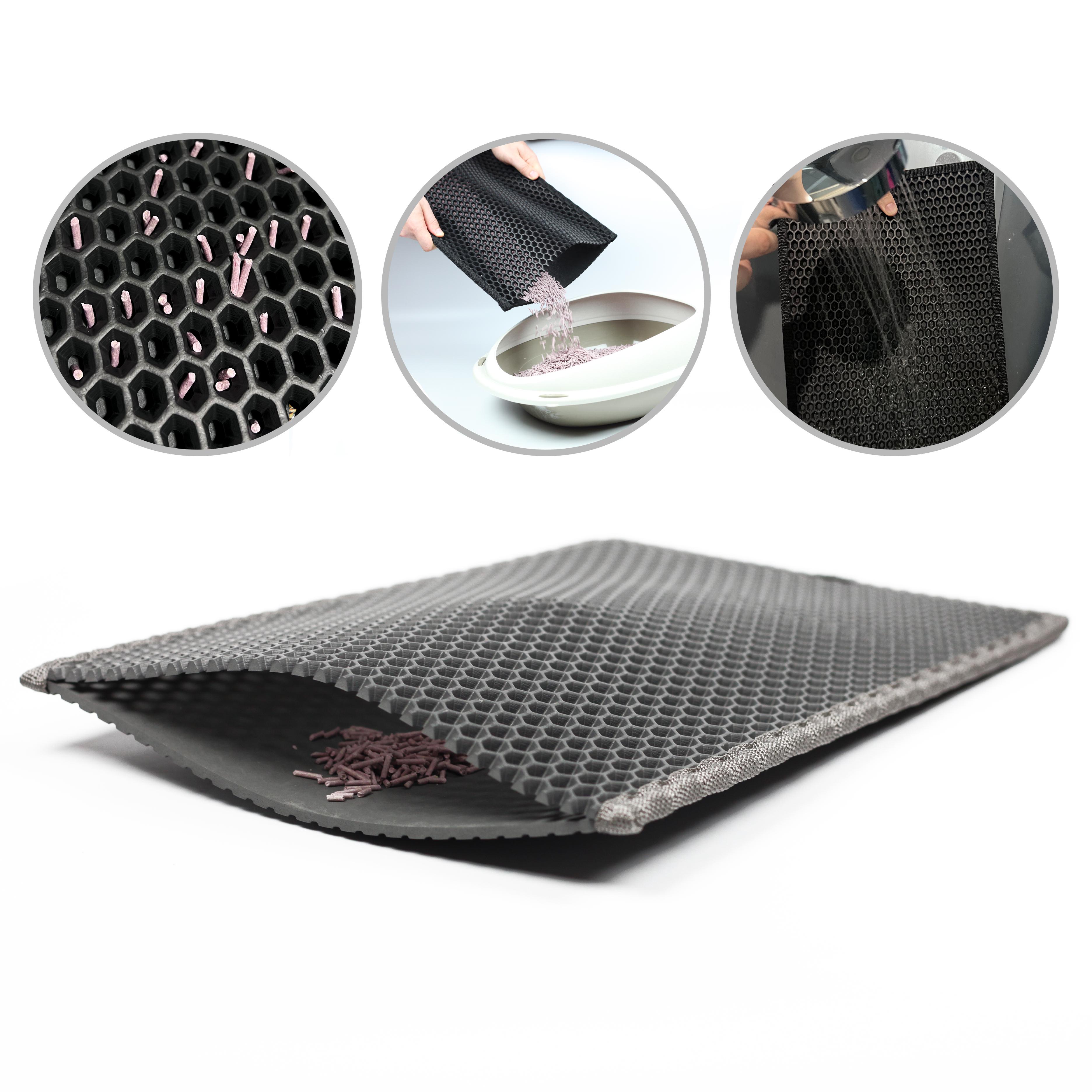 Коврик двухслойный Cat in Box для кошачьего лотка EVA 50x30 см Серый - фото 4 Коврик двухслойный Cat in Box для кошачьего лотка EVA 50x30 см Серый - фото 4