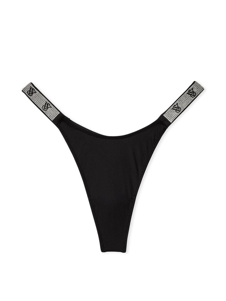 Трусы женские Victoria's Secret Shine Strap Thong стринги M Черный (2179669299) - фото 3