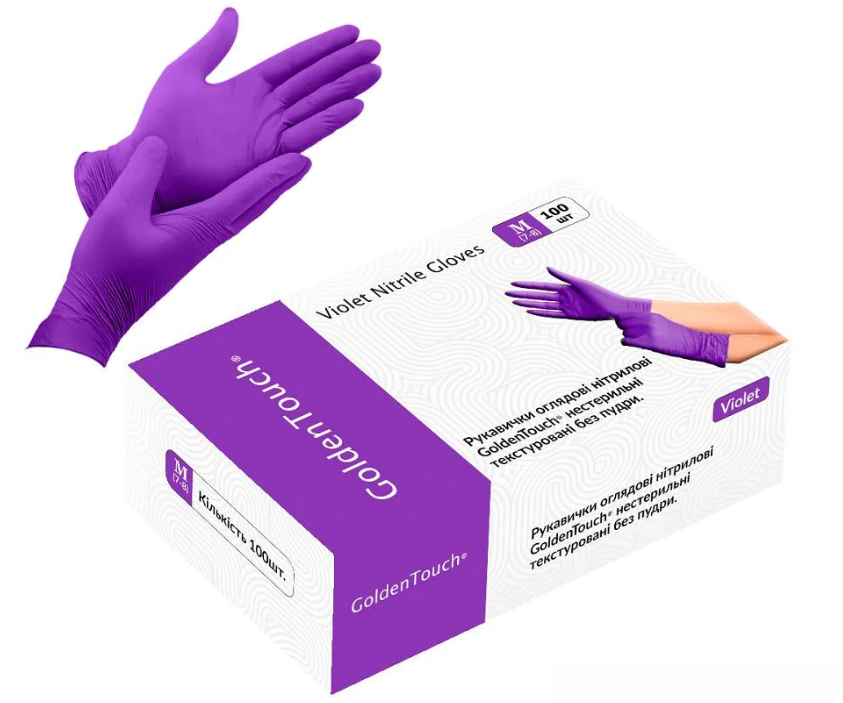Перчатки нитриловые Golden Touch 3.7 г нестерильные текстурированные M 50 пар (HFN-122352M)