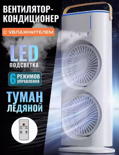 Вентилятор настільний Double-ended Spray Fan з подвійним охолодженням/LED-підсвіткою/розпилювачем водяного туману 3 швидкості (6-18-Jam0032) - фото 2