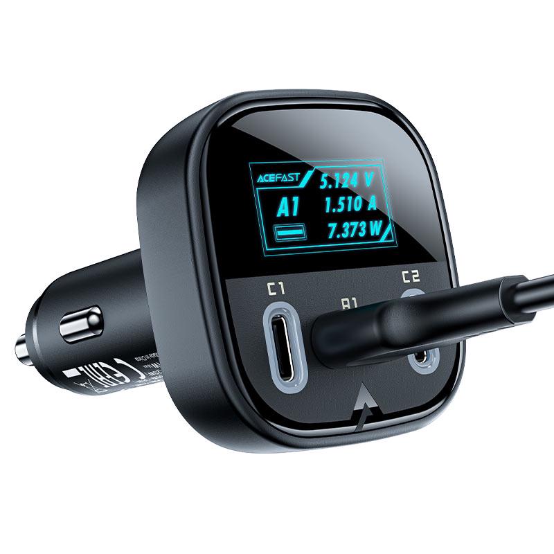 Зарядное устройство автомобильное для Acefast B5 101W 2C+A metal car charger with OLED smart display (6974316281436) - фото 4