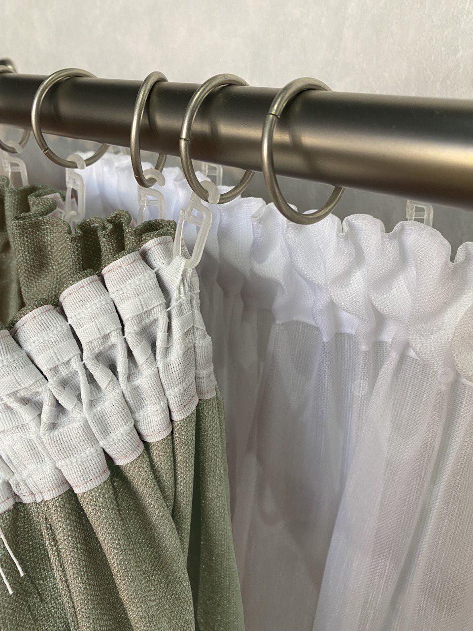 Комплект штор Льон-Рогожка 2 шт. 150x280 см Оливковий - фото 2 Комплект штор Льон-Рогожка 2 шт. 150x280 см Оливковий - фото 2